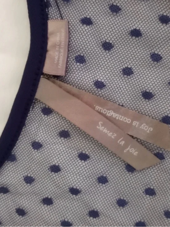 Penningtons Navy Blue Mesh Yoke Long Sleeve Blouse - Picture 3 of 3